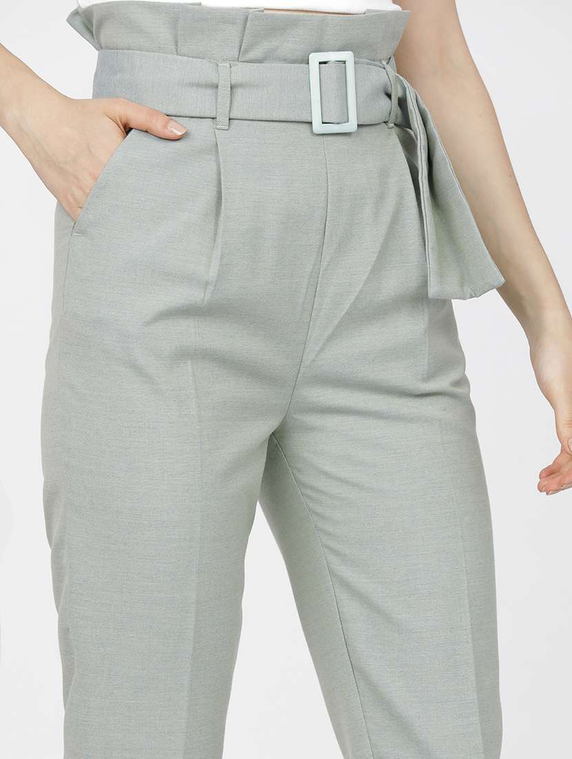 women green polyester chinos trouser - 22471208 -  Standard Image - 1