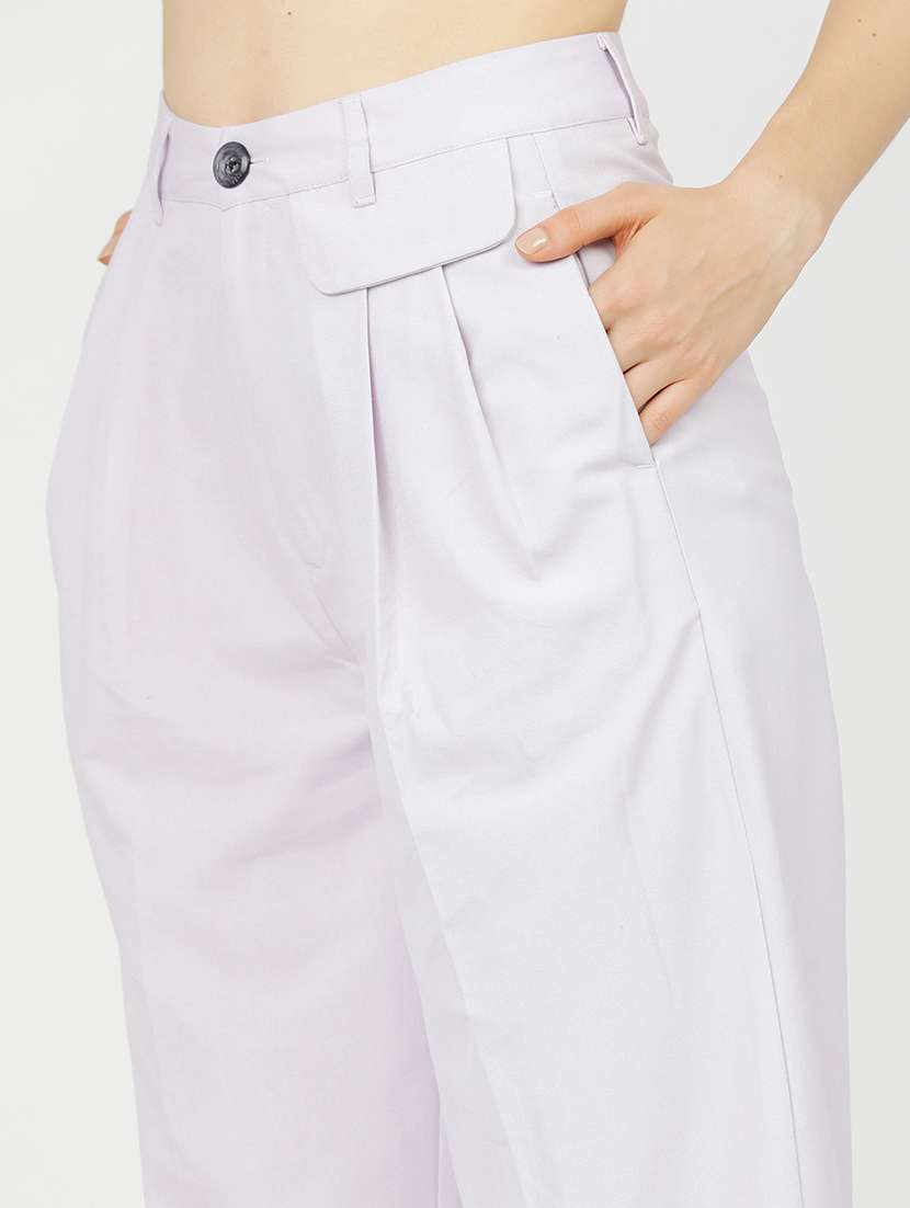 women purple polyester chinos trouser - 22471209 -  Standard Image - 1
