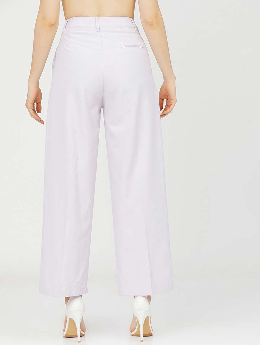 women purple polyester chinos trouser - 22471209 -  Standard Image - 4