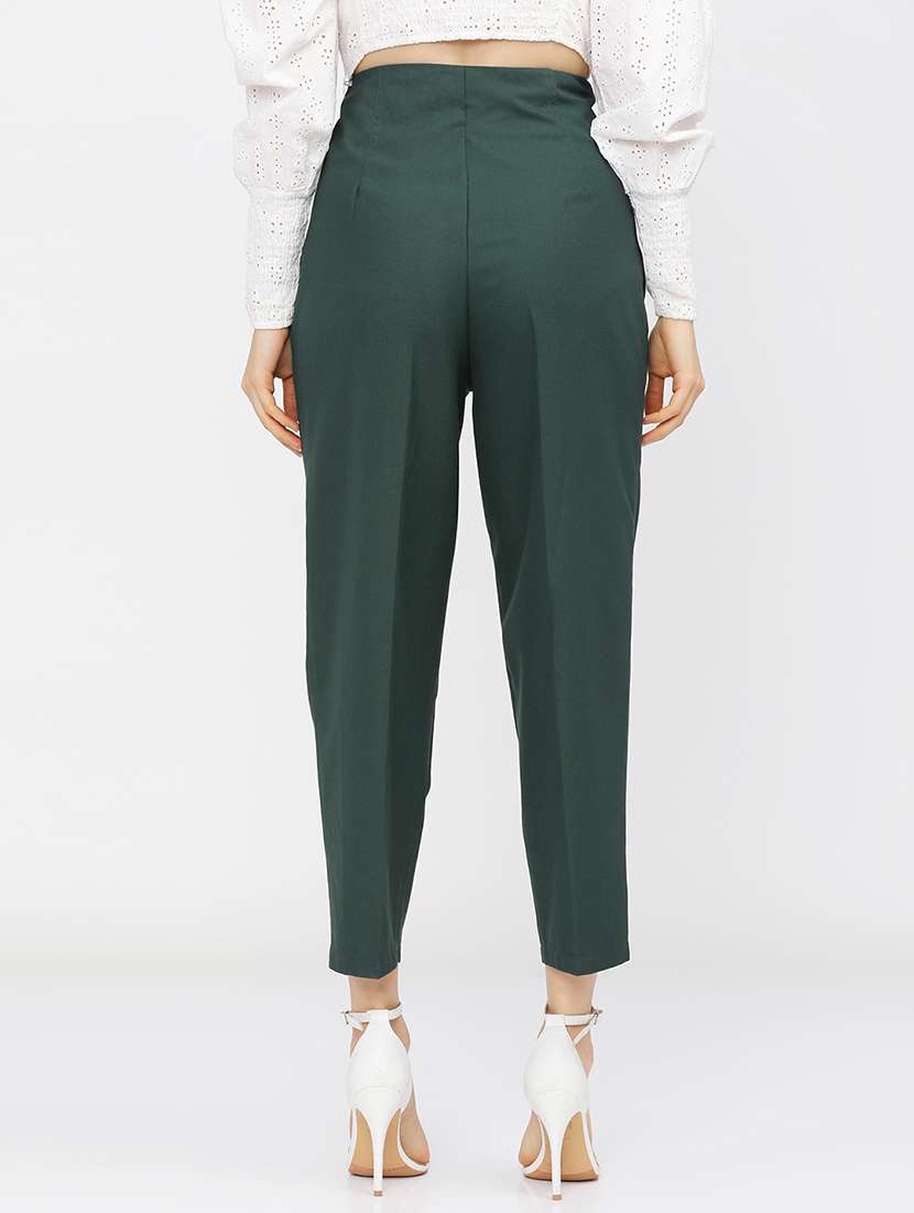 women green polyester chinos trouser - 22471211 -  Standard Image - 4