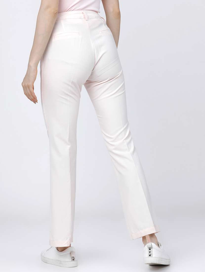 women pink polyester chinos trouser - 22471218 -  Standard Image - 4