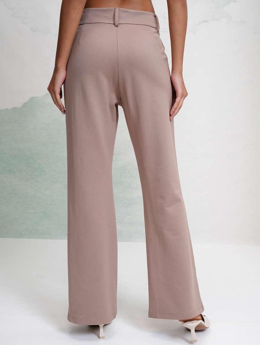 Women Taupe Cotton Chinos Trouser - 22471219 -  Standard Image - 4