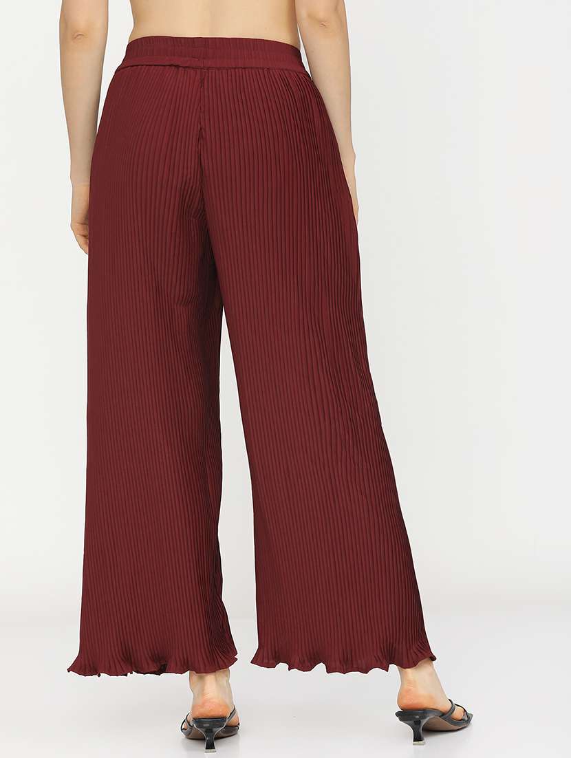 women maroon polyester chinos trouser - 22471220 -  Standard Image - 4