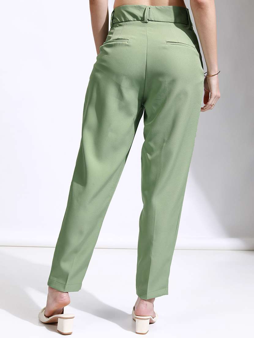 women green polyester chinos trouser - 22471222 -  Standard Image - 4