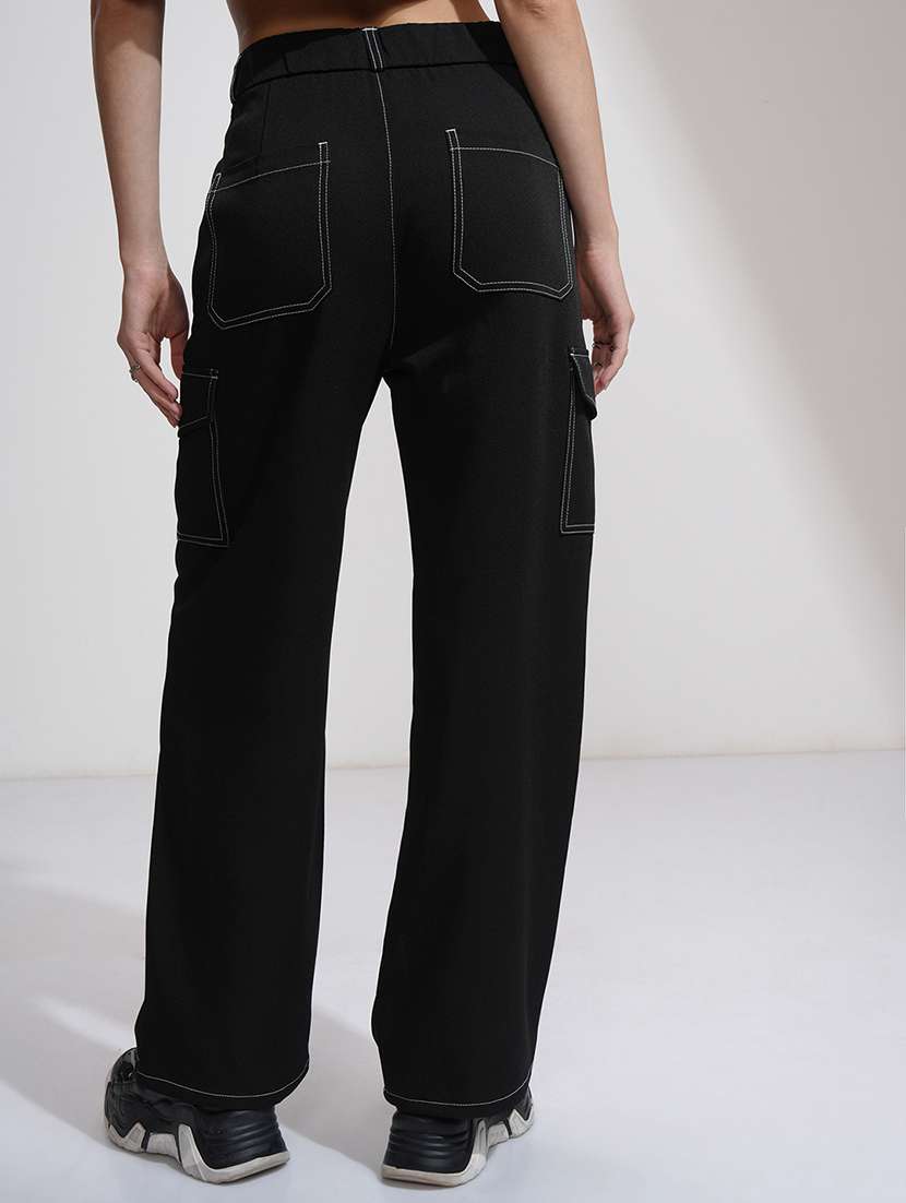 women black polyester chinos trouser - 22471224 -  Standard Image - 4
