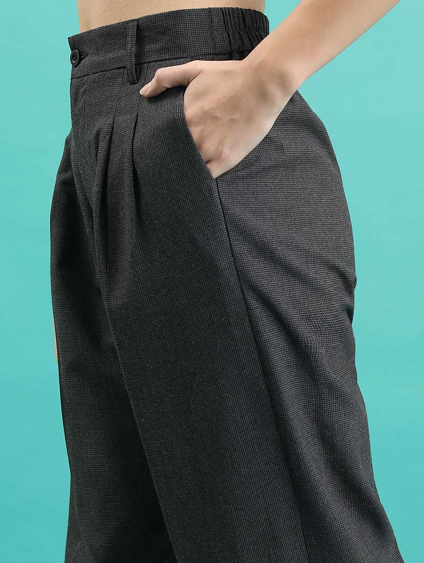 women grey pleated flat front trousers - 22471225 -  Standard Image - 1
