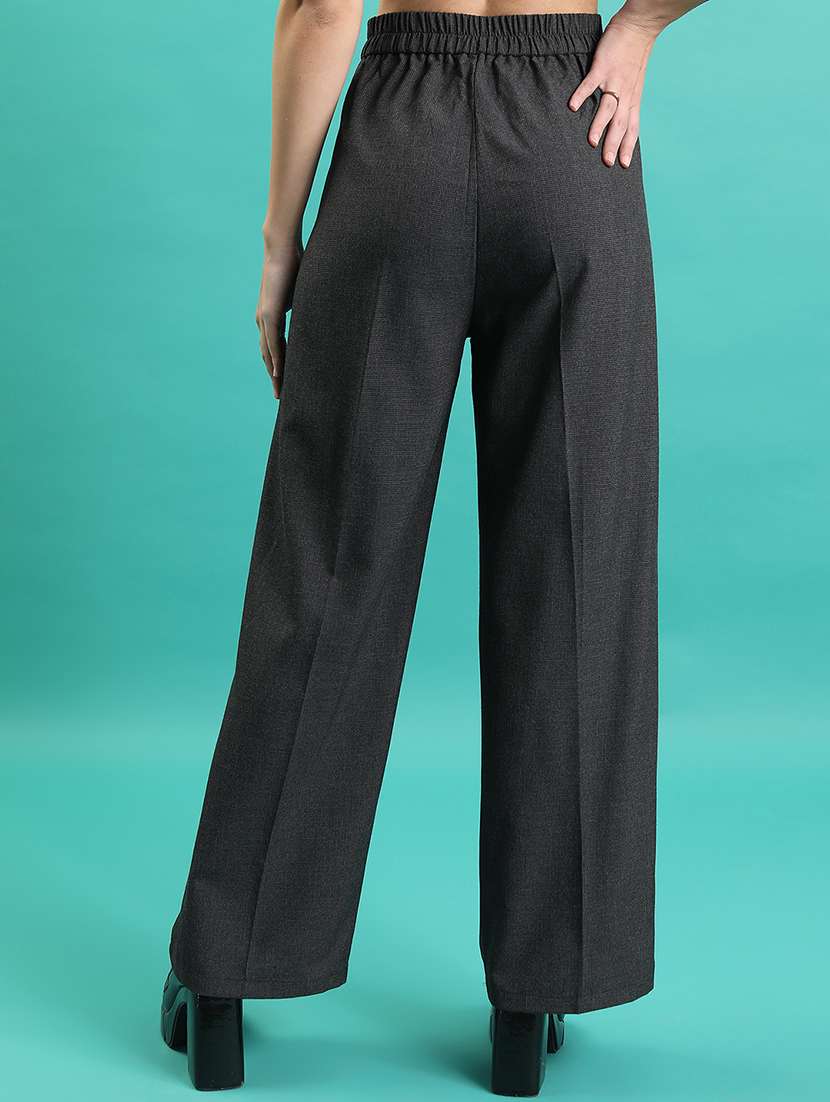 women grey pleated flat front trousers - 22471225 -  Standard Image - 4