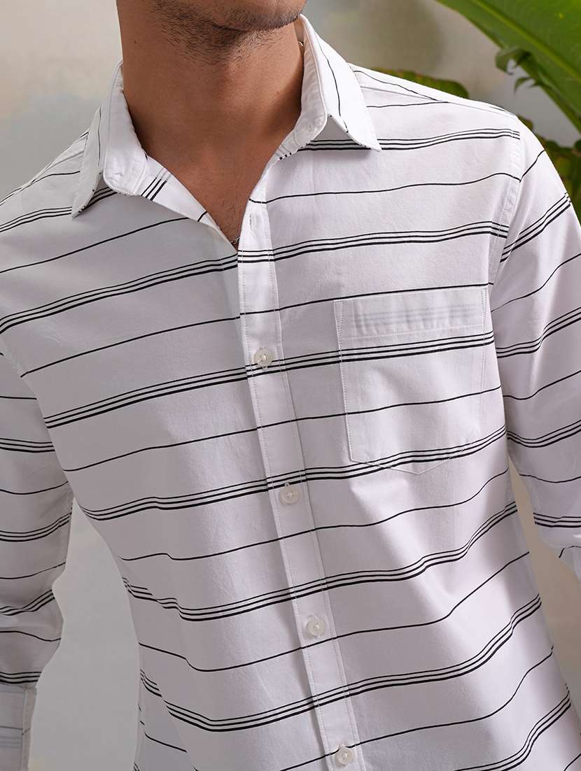 men stripes white  colored cotton regular casual shirt - 22471234 -  Standard Image - 1