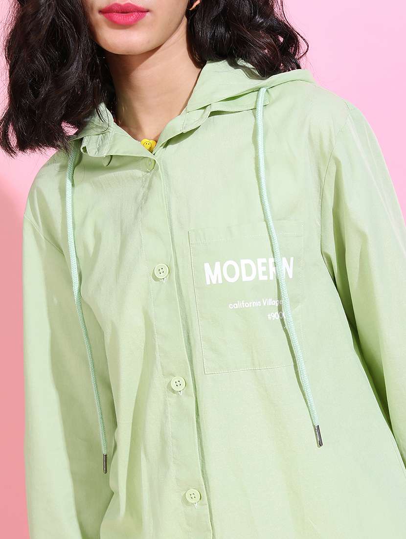 women printed green cotton regular shirt - 22471239 -  Standard Image - 1