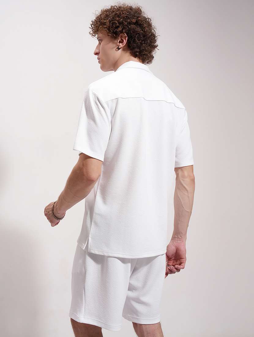men white polyester plain co-ord set - 22471271 -  Standard Image - 4