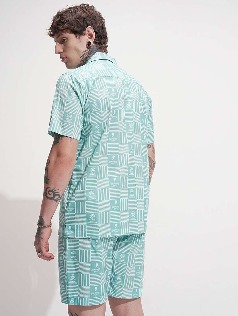 men blue cotton plain co-ord set - 22471286 -  Standard Image - 4