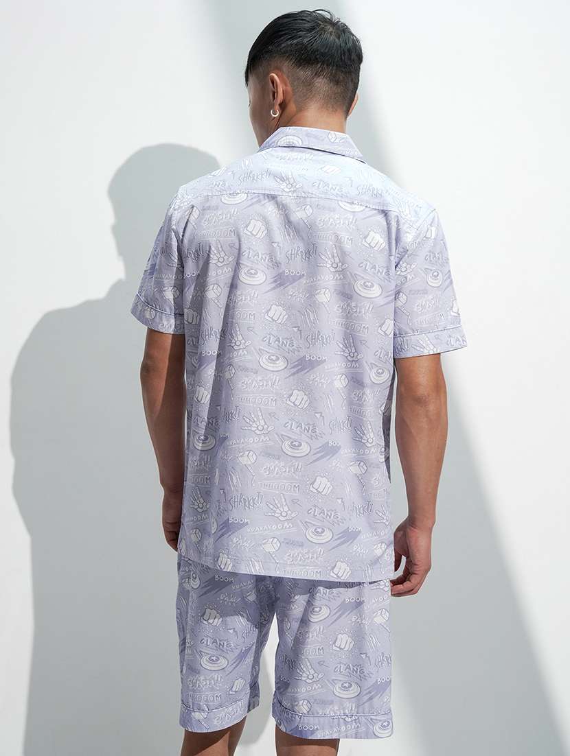 men lavender cotton plain co-ord set - 22471287 -  Standard Image - 4