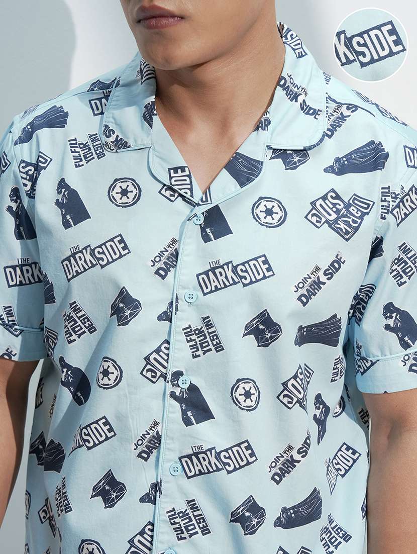 men blue cotton plain co-ord set - 22471290 -  Standard Image - 1