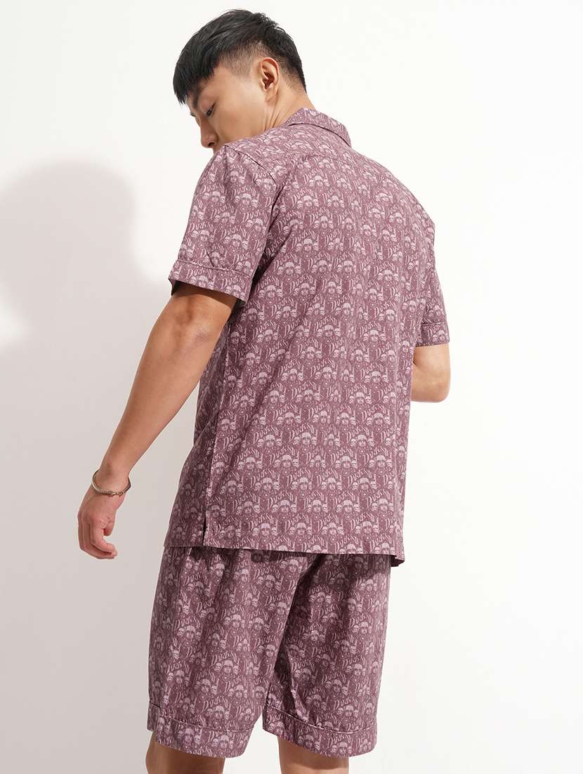 men purple cotton plain co-ord set - 22471291 -  Standard Image - 4