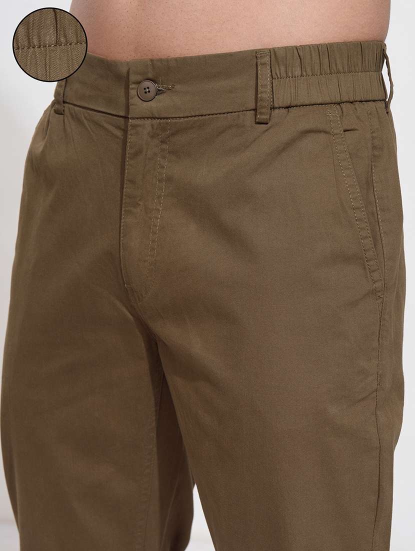 men brown cotton chinos casual trouser - 22471294 -  Standard Image - 1