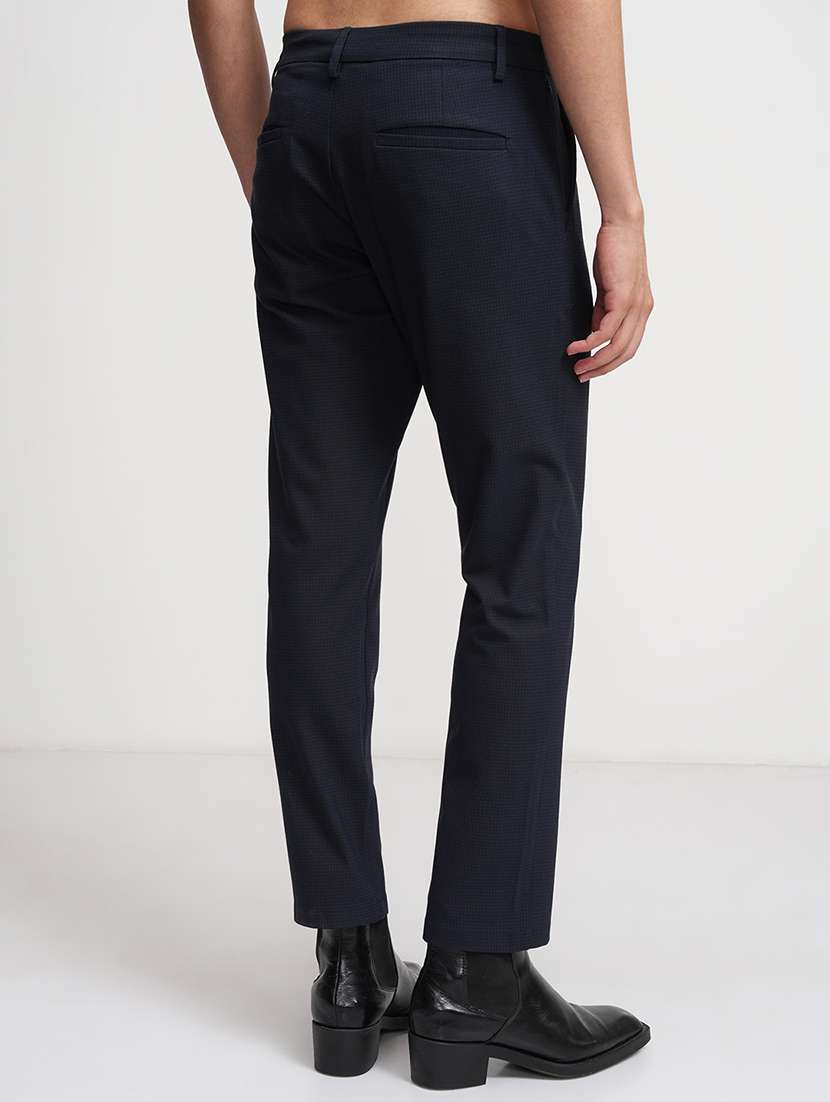 men navy blue polyester chinos casual trouser - 22471301 -  Standard Image - 4