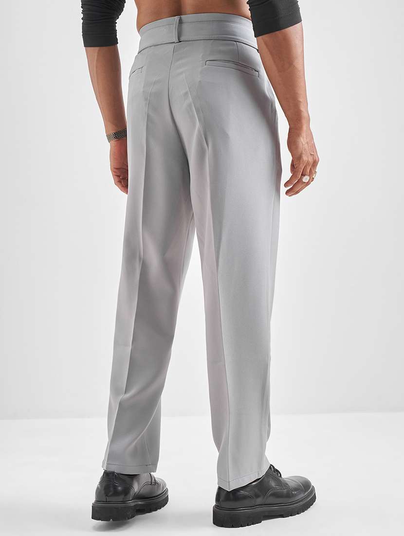 men grey polyester chinos casual trouser - 22471319 -  Standard Image - 4