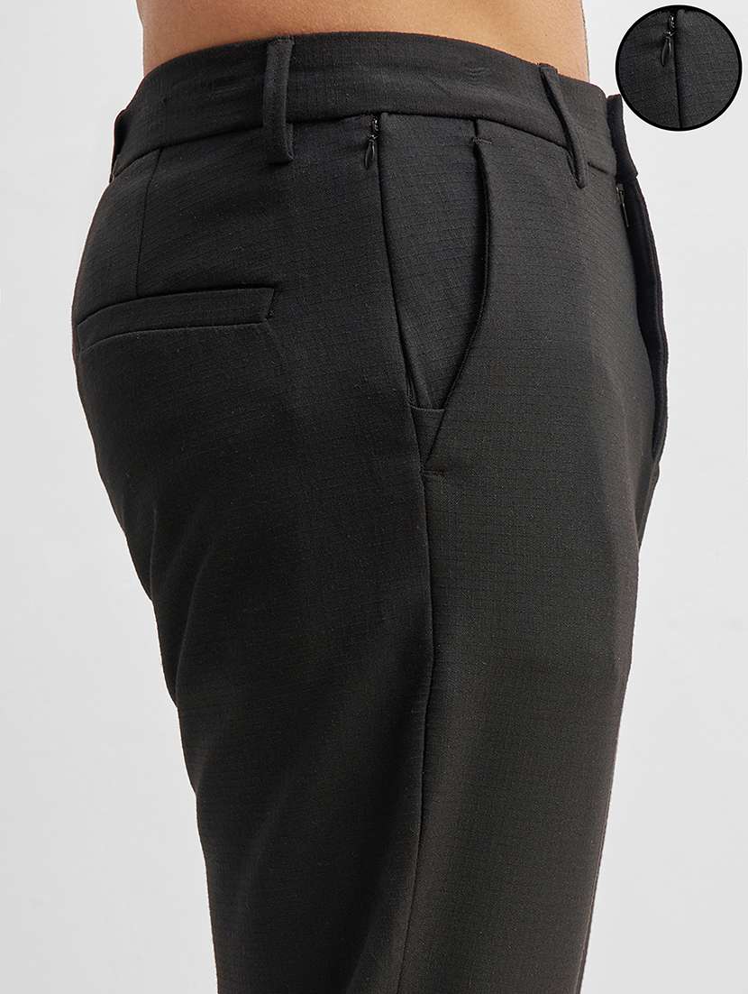men black polyester chinos casual trouser - 22471325 -  Standard Image - 1