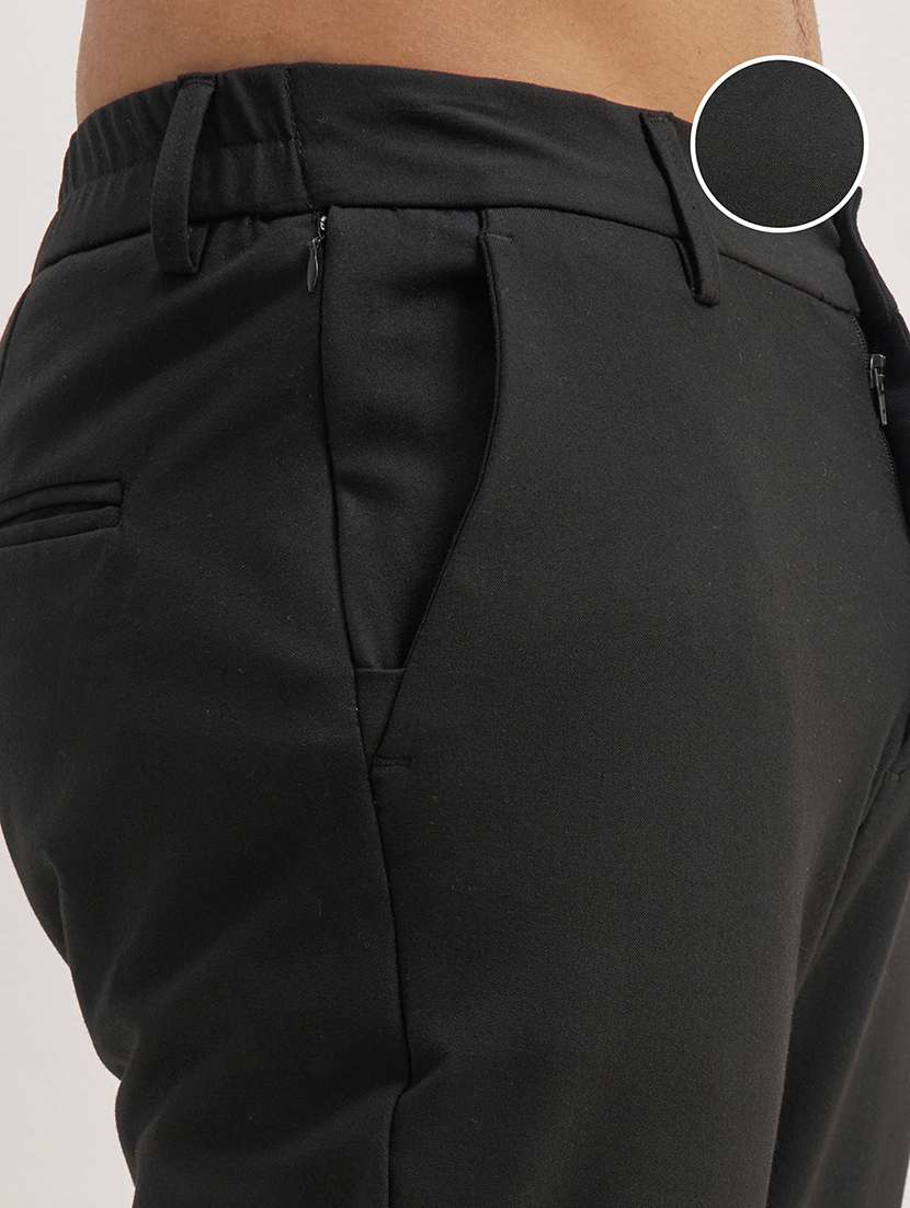 men black polyester chinos casual trouser - 22471326 -  Standard Image - 1