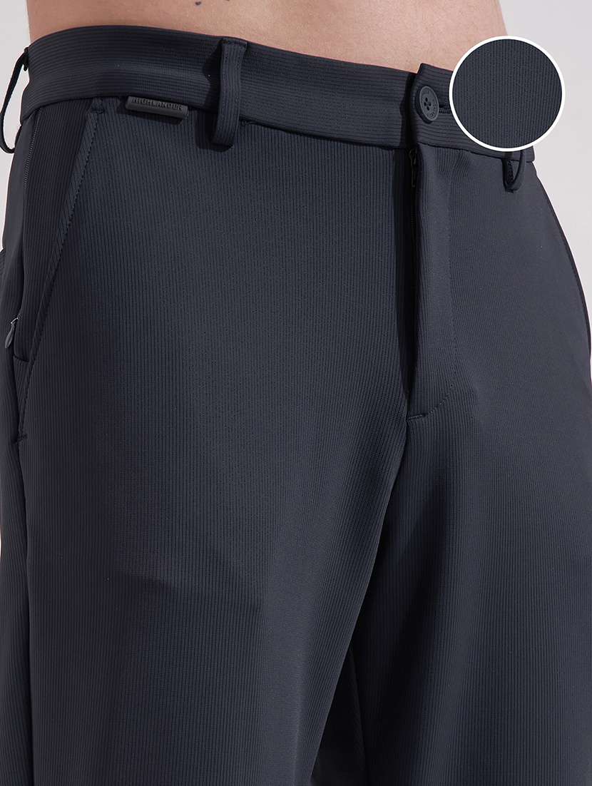 Men Navy Blue Nylon Chinos Casual Trouser - 22471327 -  Standard Image - 1