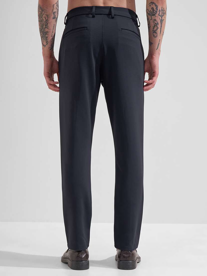 Men Navy Blue Nylon Chinos Casual Trouser - 22471327 -  Standard Image - 4