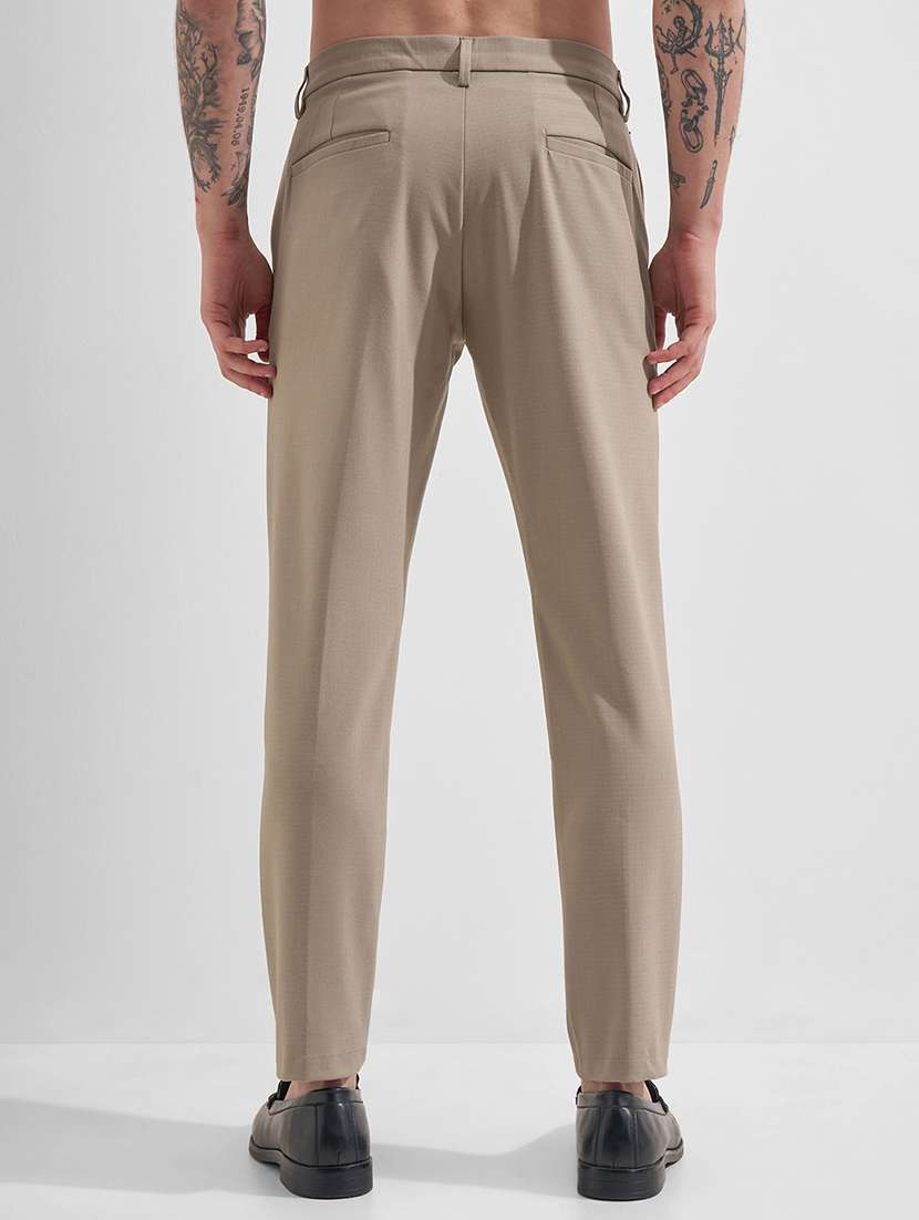 men beige polyester chinos casual trouser - 22471334 -  Standard Image - 4