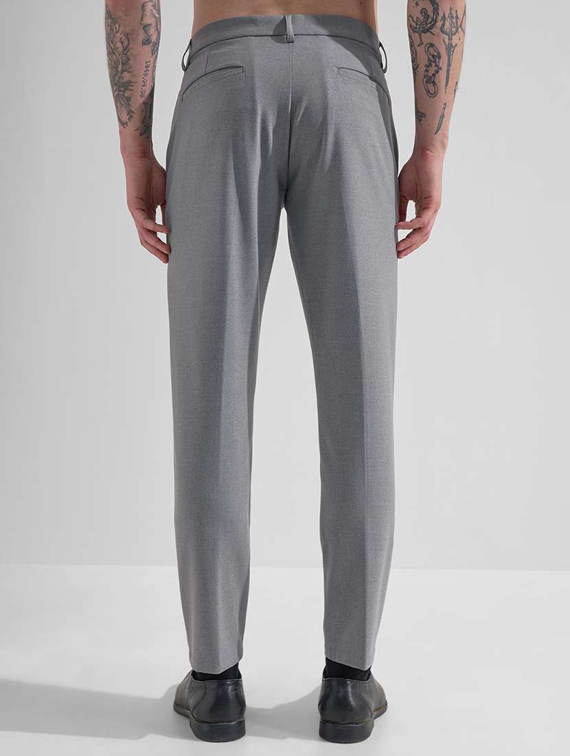 men grey polyester chinos casual trouser - 22471335 -  Standard Image - 4