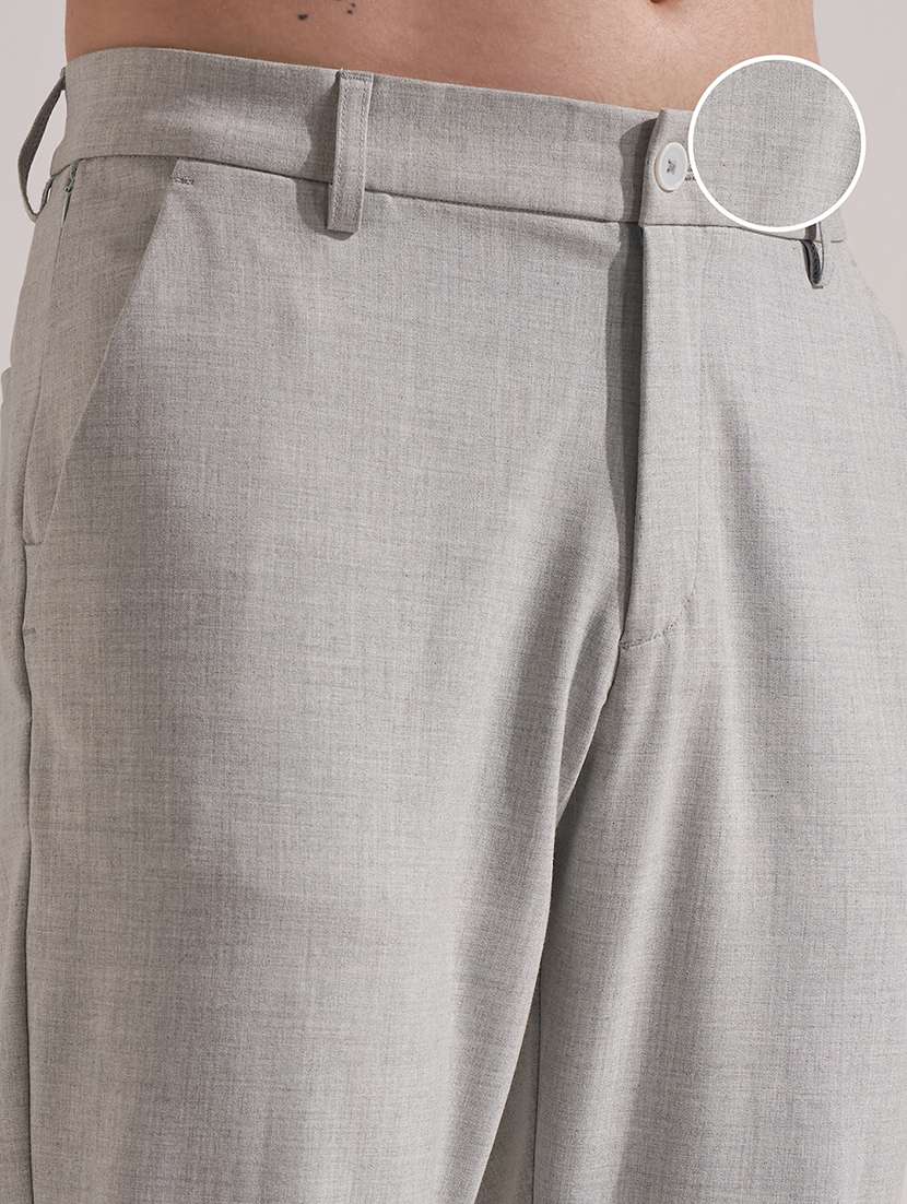 men grey polyester chinos casual trouser - 22471336 -  Standard Image - 1