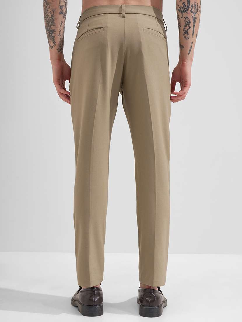 men khaki polyester chinos casual trouser - 22471337 -  Standard Image - 4