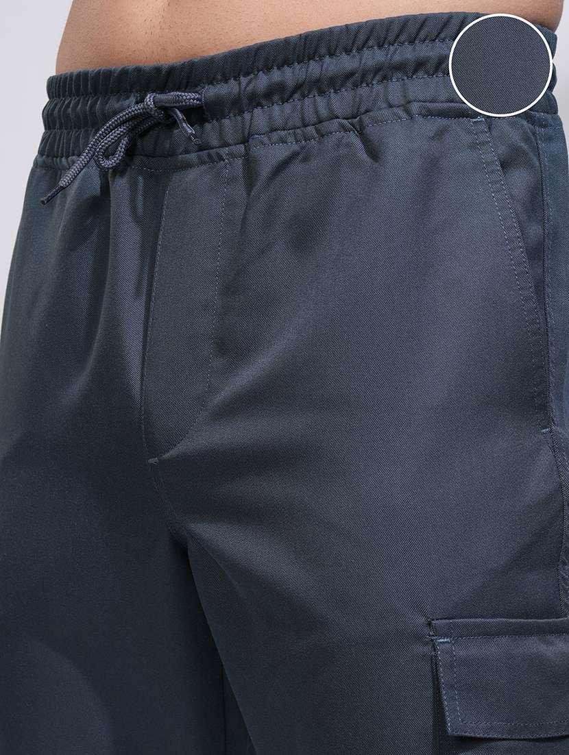 men blue polyester chinos casual trouser - 22471342 -  Standard Image - 1