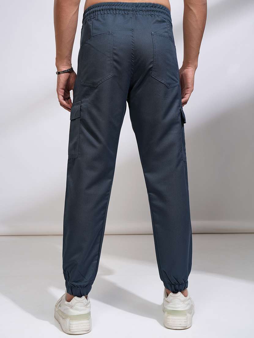 men blue polyester chinos casual trouser - 22471342 -  Standard Image - 4