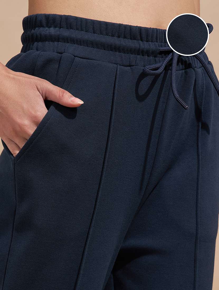 women navy blue cotton track pant - 22471344 -  Standard Image - 1