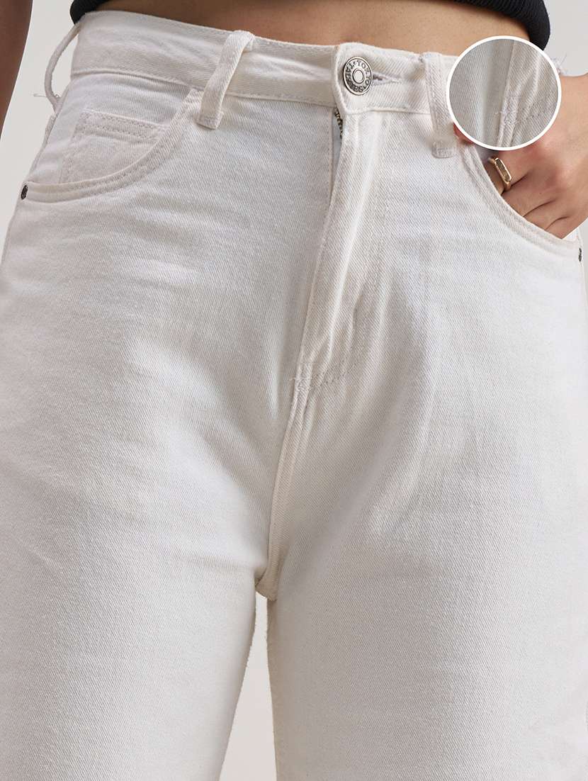 women white cotton jean - 22471393 -  Standard Image - 1