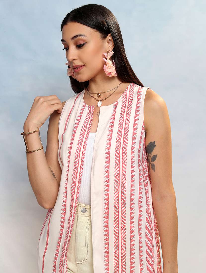 women printed viscose regular sleeveless women shrug - 22471394 -  Standard Image - 1