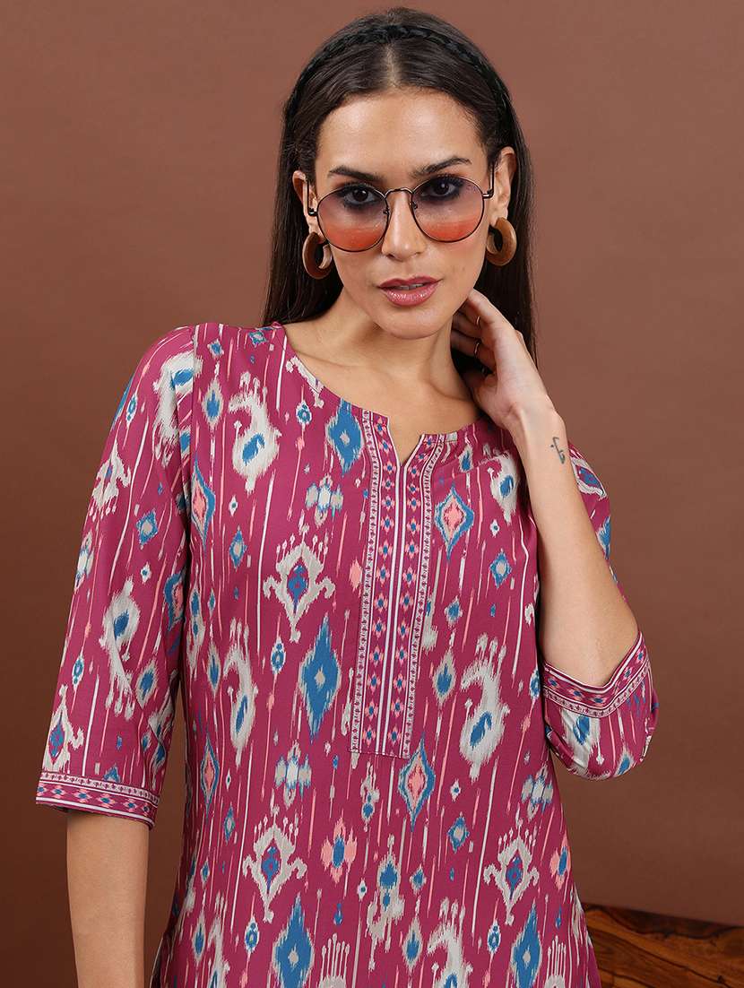 women magenta polyester a-line kurta - 22471401 -  Standard Image - 1