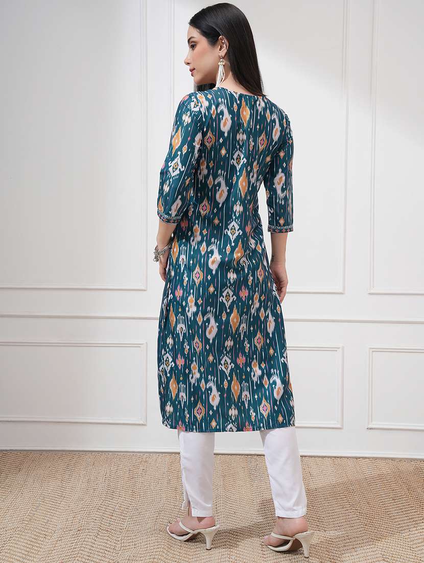 women green polyester a-line kurta - 22471402 -  Standard Image - 4