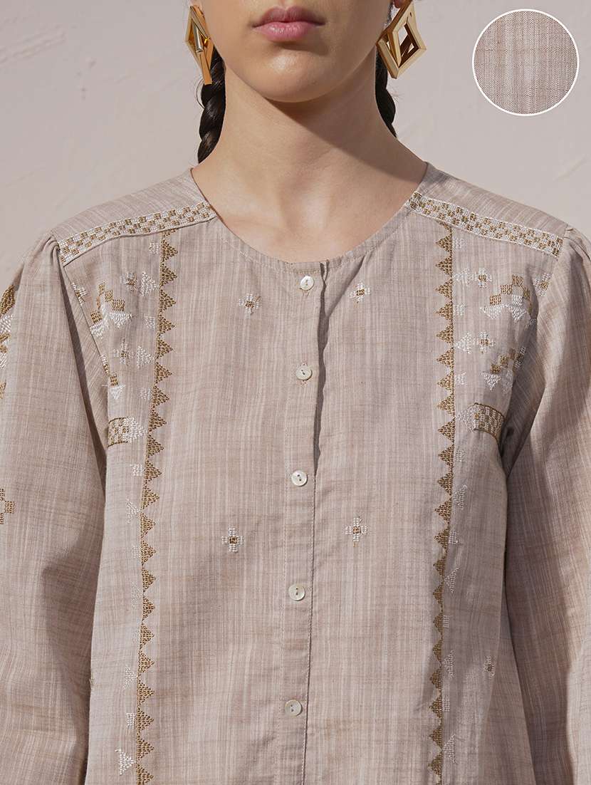 women beige cotton a-line kurta - 22471403 -  Standard Image - 1