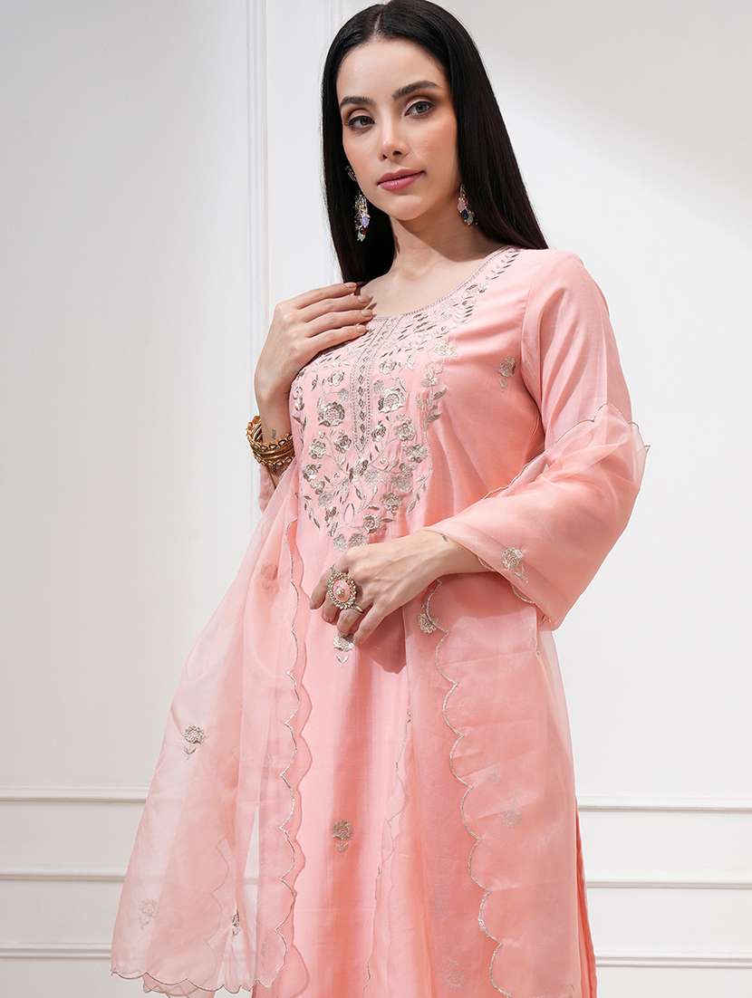women peach kurta pant set - 22471439 -  Standard Image - 1