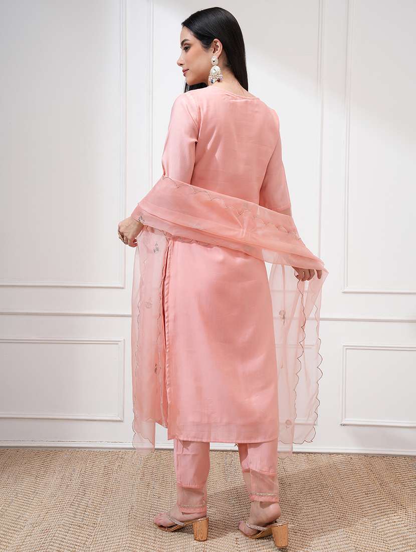 women peach kurta pant set - 22471439 -  Standard Image - 4
