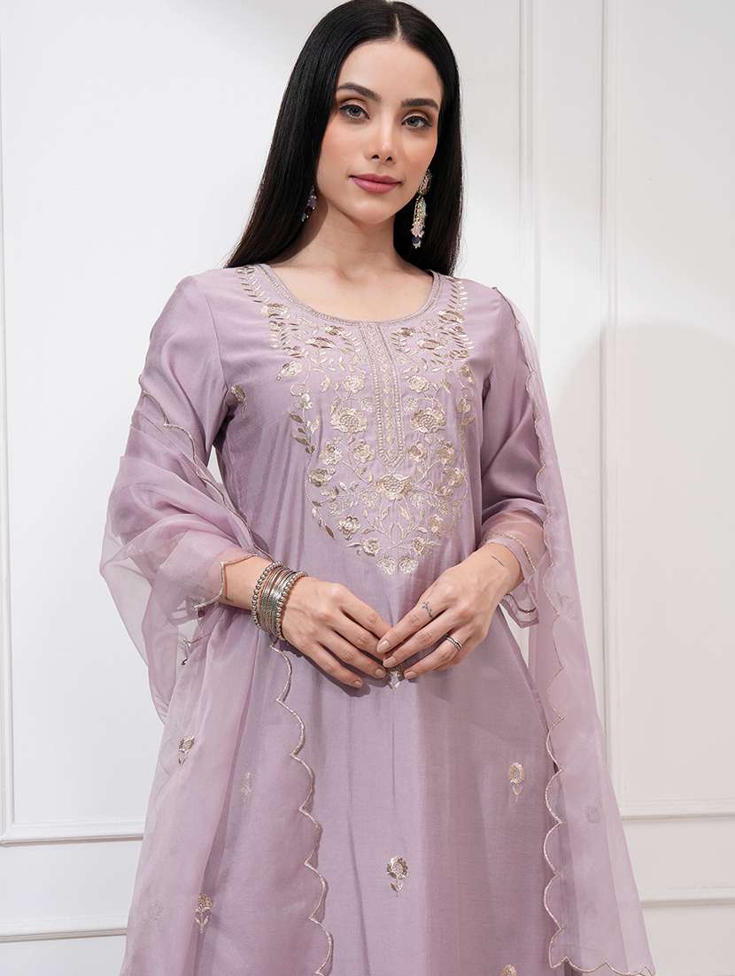 women mauve kurta pant set - 22471440 -  Standard Image - 1