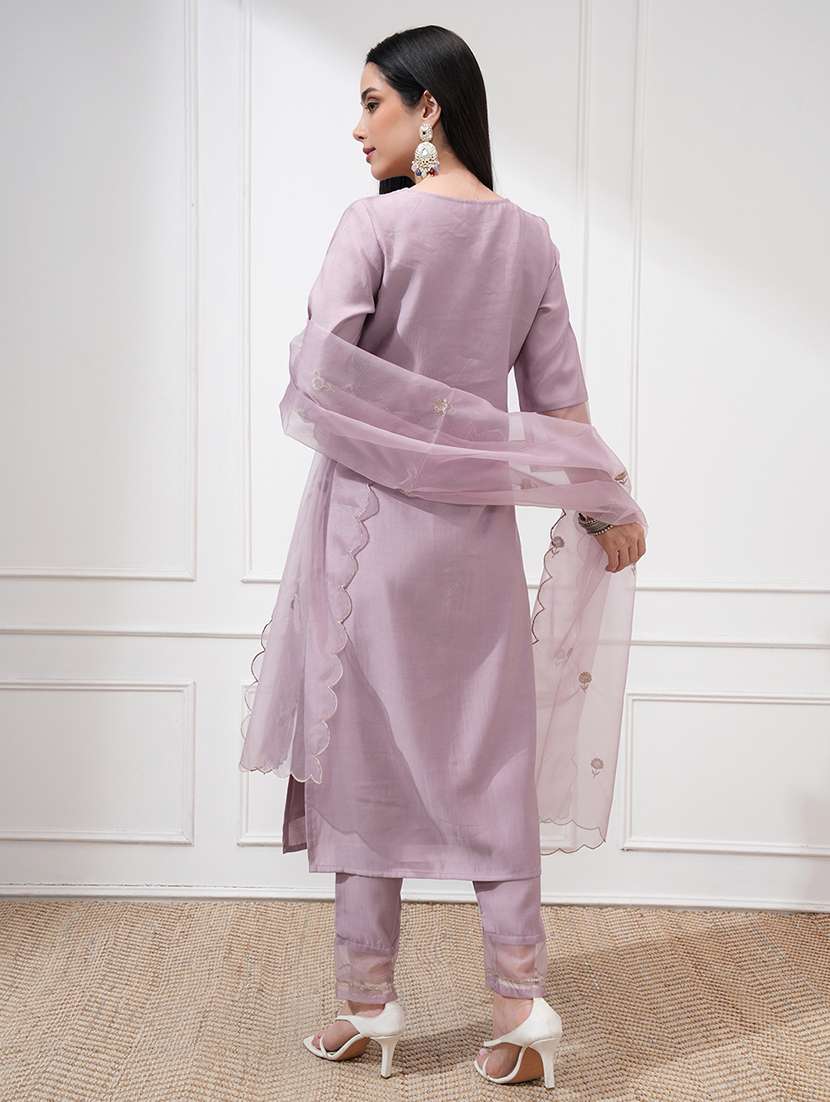 women mauve kurta pant set - 22471440 -  Standard Image - 4