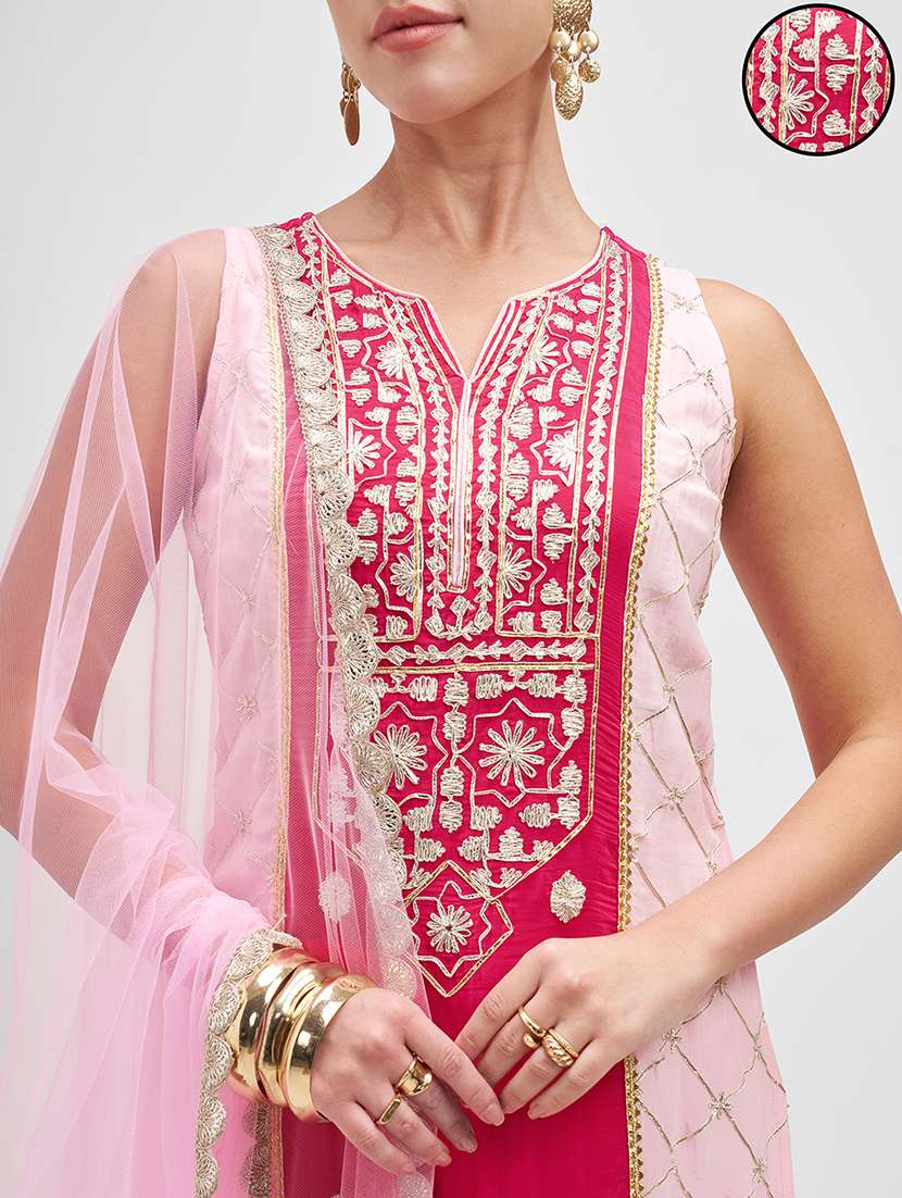 women pink kurta palazzo set set - 22471460 -  Standard Image - 1
