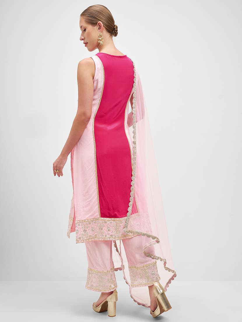 women pink kurta palazzo set set - 22471460 -  Standard Image - 4