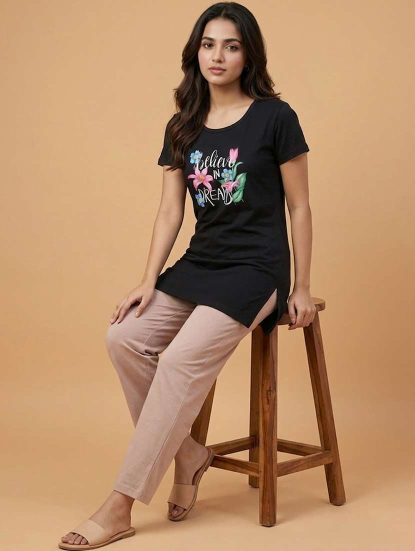 women printed short sleeve loungwear t-shirt - 22471519 -  Standard Image - 4
