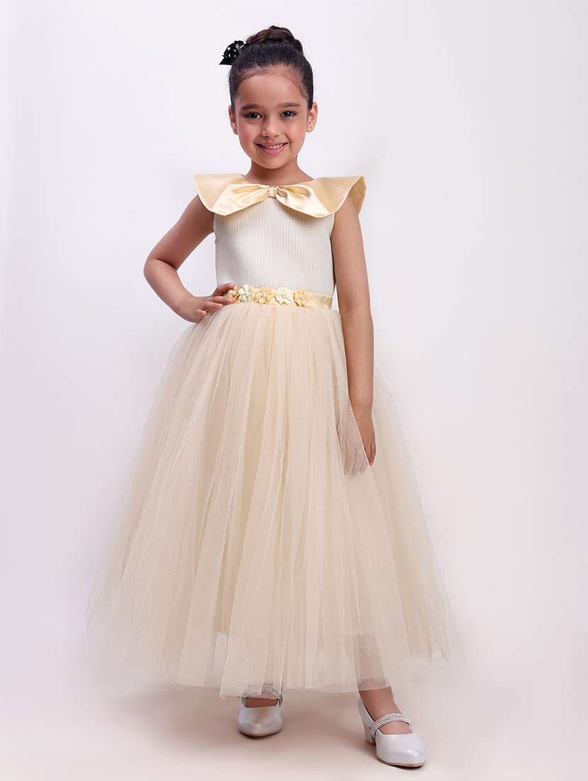 girls gold satin party gown