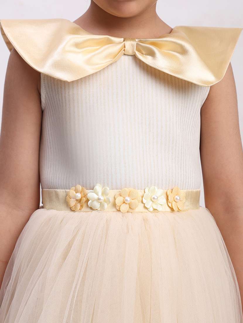 girls gold satin party gown - 22471588 -  Standard Image - 1