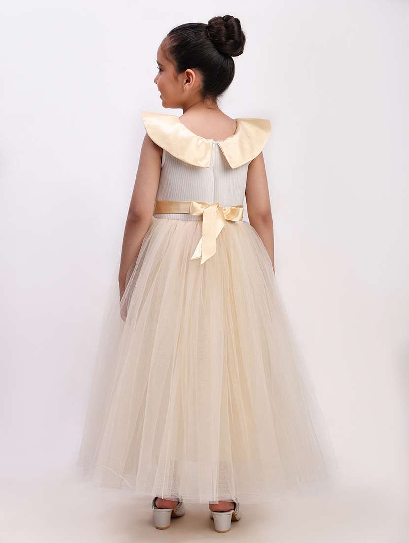 girls gold satin party gown - 22471588 -  Standard Image - 4