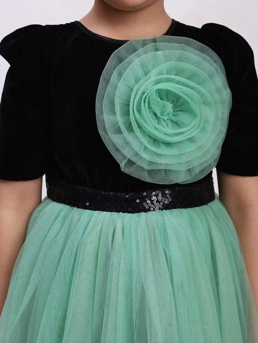 girl green satin party gown - 22471589 -  Standard Image - 1