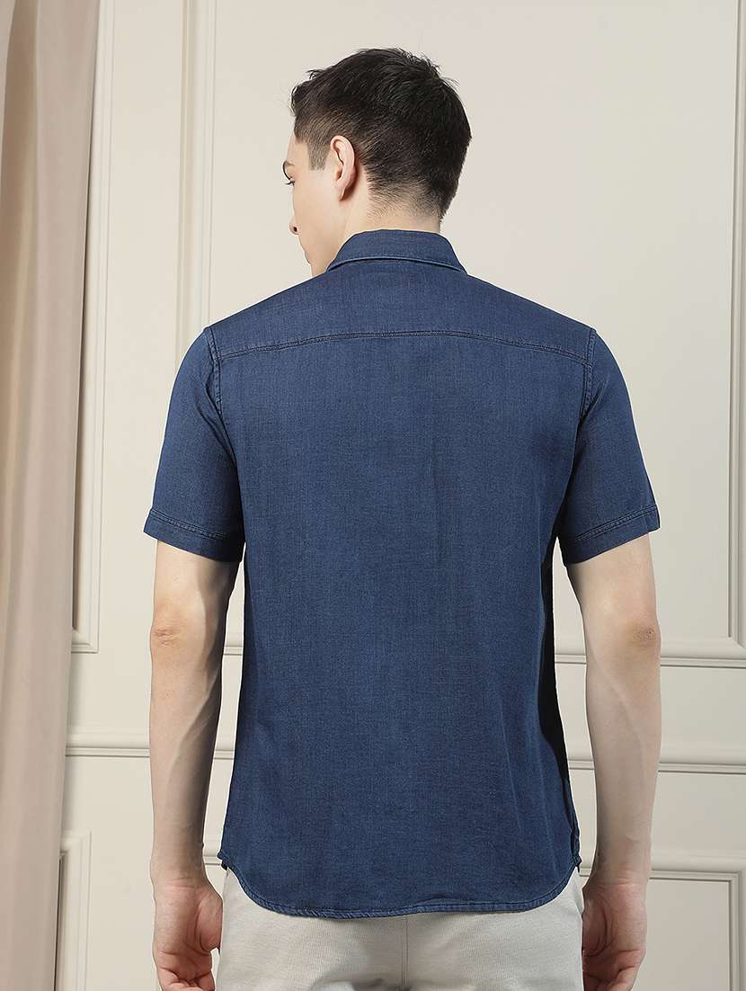 men solid short sleeve slim fit casual shirt - 22471604 -  Standard Image - 4