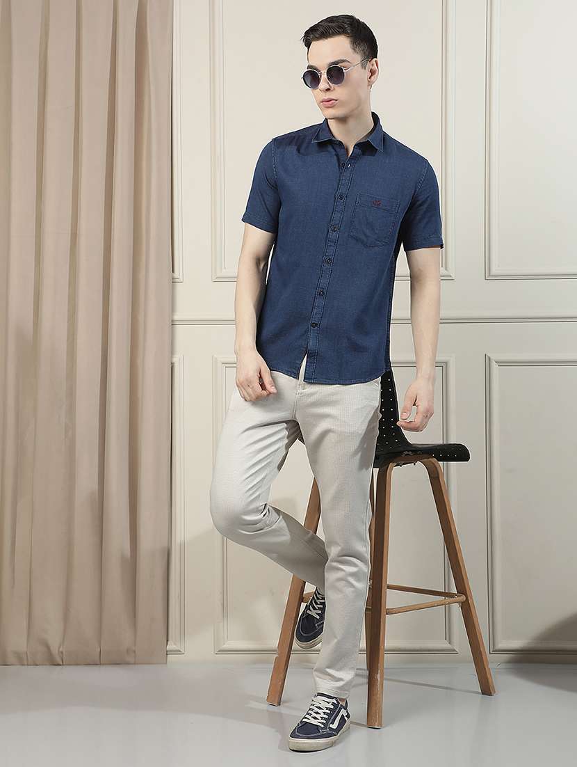 men solid short sleeve slim fit casual shirt - 22471604 -  Standard Image - 6